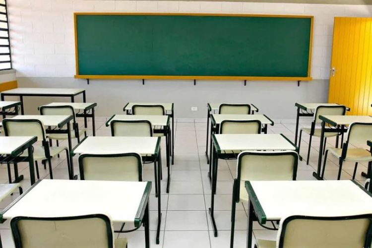 Sala de aula vazia. Crédito: Prefeitura de Campo Limpo Paulista